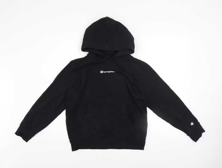 Champion Boys Black Pullover Hoodie 11-12 Years Regular Fit Fleece Sweatshirt