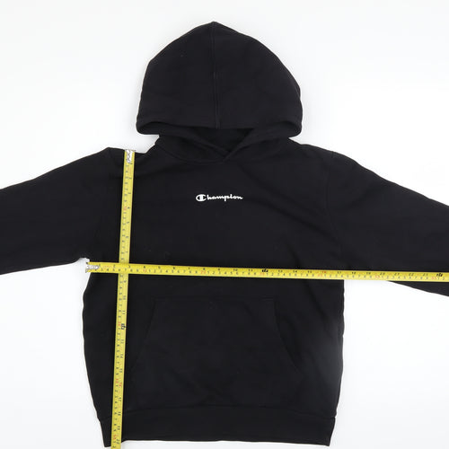 Champion Boys Black Pullover Hoodie 11-12 Years Regular Fit Fleece Sweatshirt