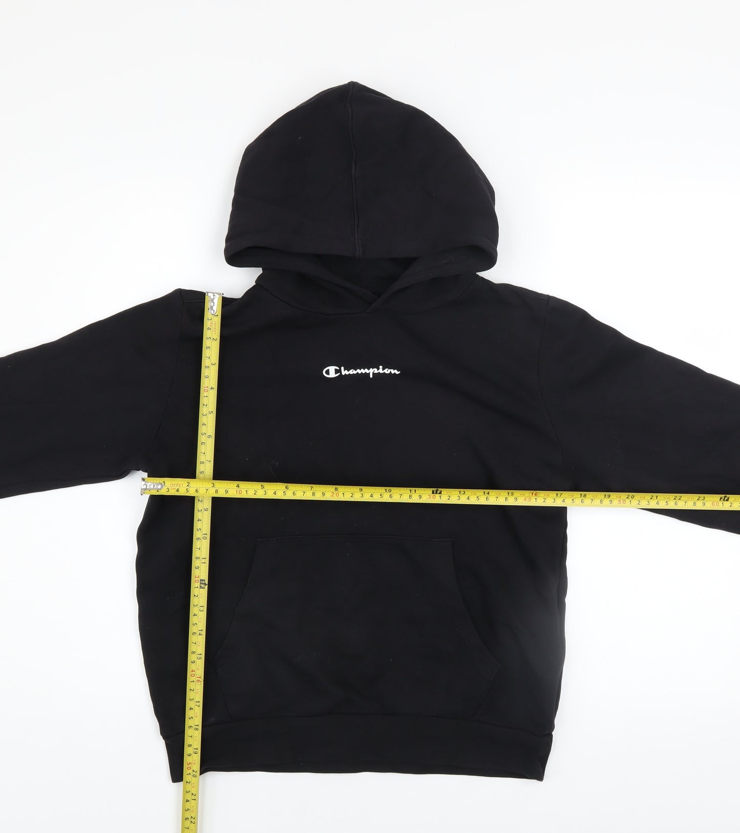 Champion Boys Black Pullover Hoodie 11-12 Years Regular Fit Fleece Sweatshirt