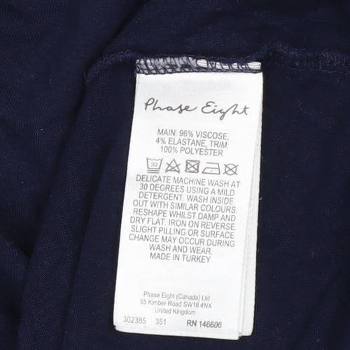 Phase Eight Women's Blue Viscose Stretch Jersey T-Shirt UK 12