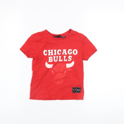 NBA Chicago Bulls Boys Red Cotton T-Shirt 3-4 Years Short Sleeve Top