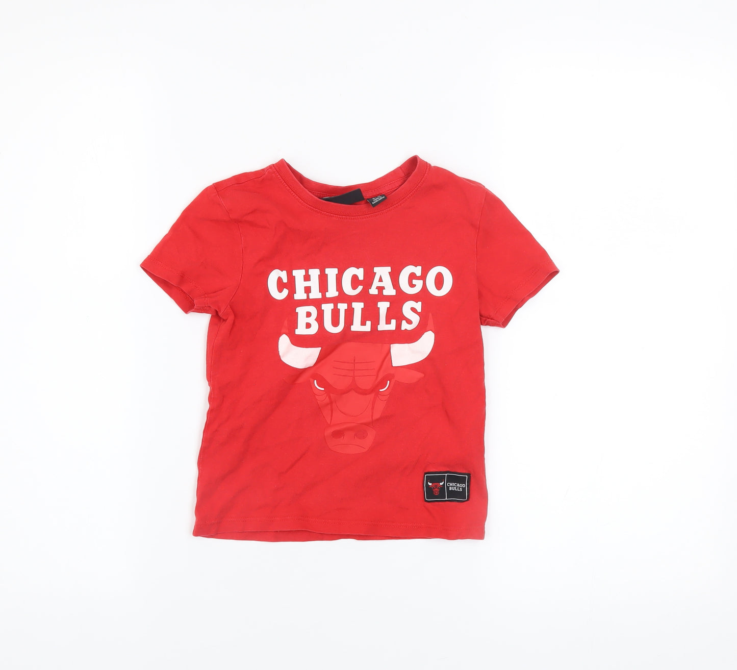 NBA Chicago Bulls Boys Red Cotton T-Shirt 3-4 Years Short Sleeve Top