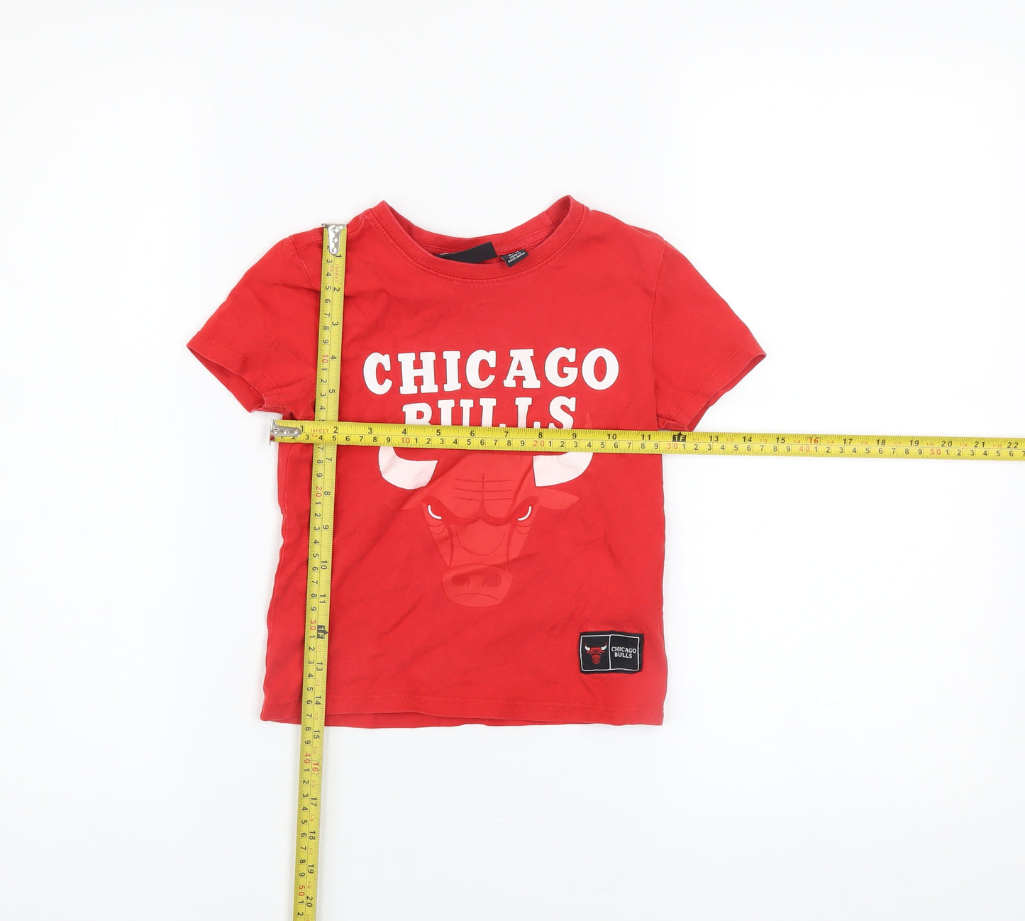 NBA Chicago Bulls Boys Red Cotton T-Shirt 3-4 Years Short Sleeve Top