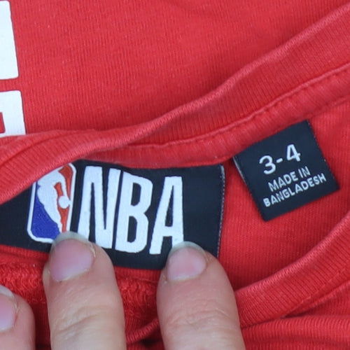 NBA Chicago Bulls Boys Red Cotton T-Shirt 3-4 Years Short Sleeve Top