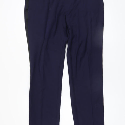 Van Gils Men's Blue Wool Dress Trousers Size 54 Tailored Fit