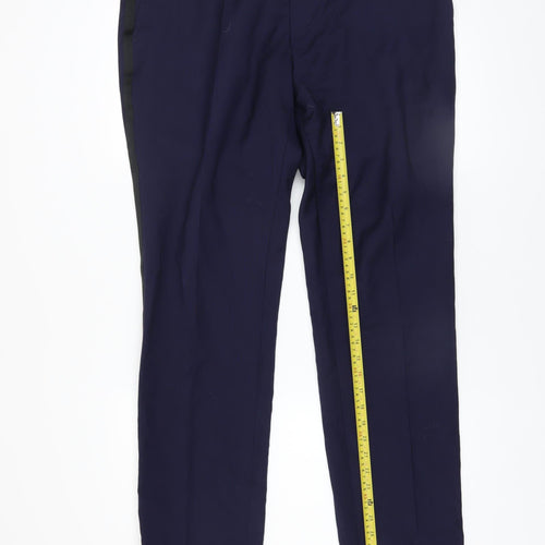 Van Gils Men's Blue Wool Dress Trousers Size 54 Tailored Fit
