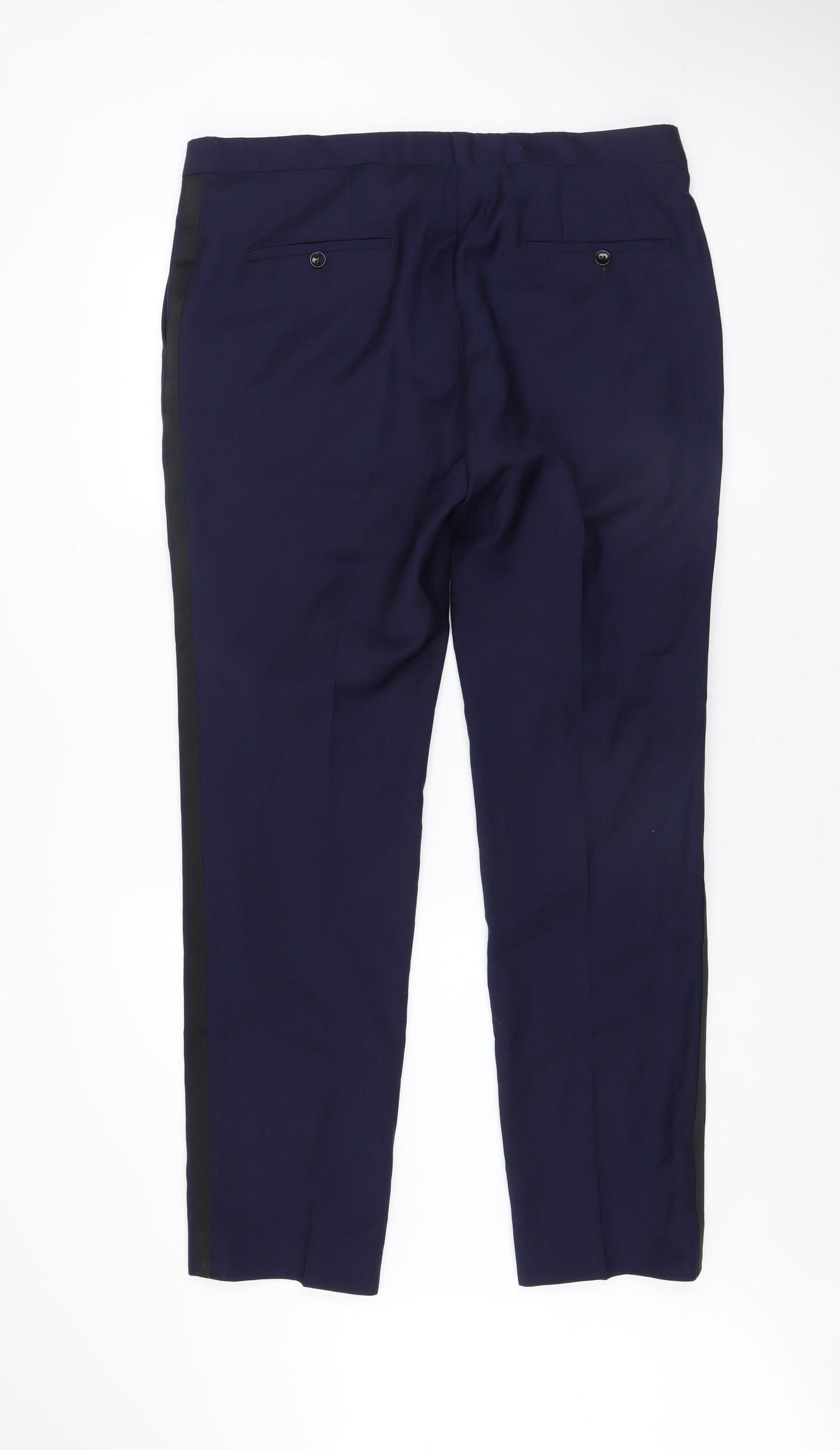 Van Gils Men's Blue Wool Dress Trousers Size 54 Tailored Fit