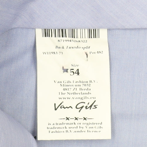 Van Gils Men's Blue Wool Dress Trousers Size 54 Tailored Fit