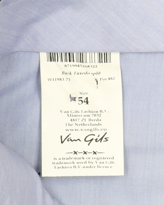 Van Gils Men's Blue Wool Dress Trousers Size 54 Tailored Fit