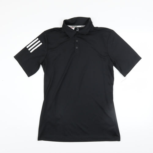 Adidas Boys Black Polo Shirt 15-16 Years Activewear Lightweight Top