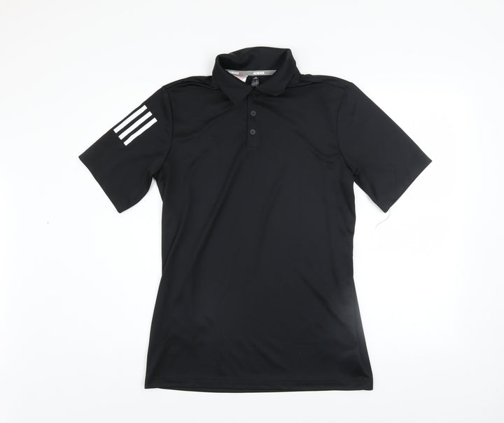 Adidas Boys Black Polo Shirt 15-16 Years Activewear Lightweight Top