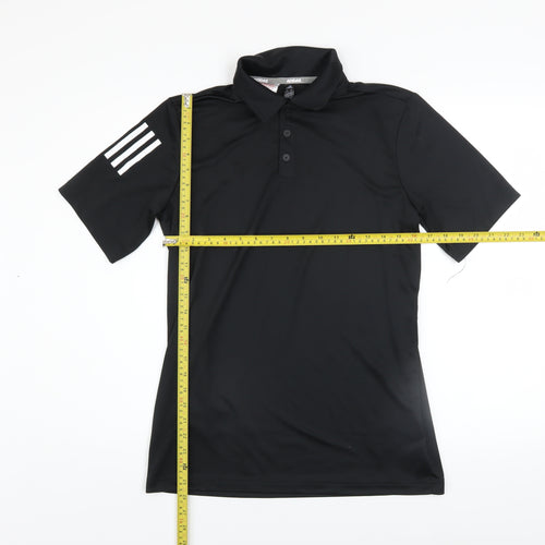 Adidas Boys Black Polo Shirt 15-16 Years Activewear Lightweight Top