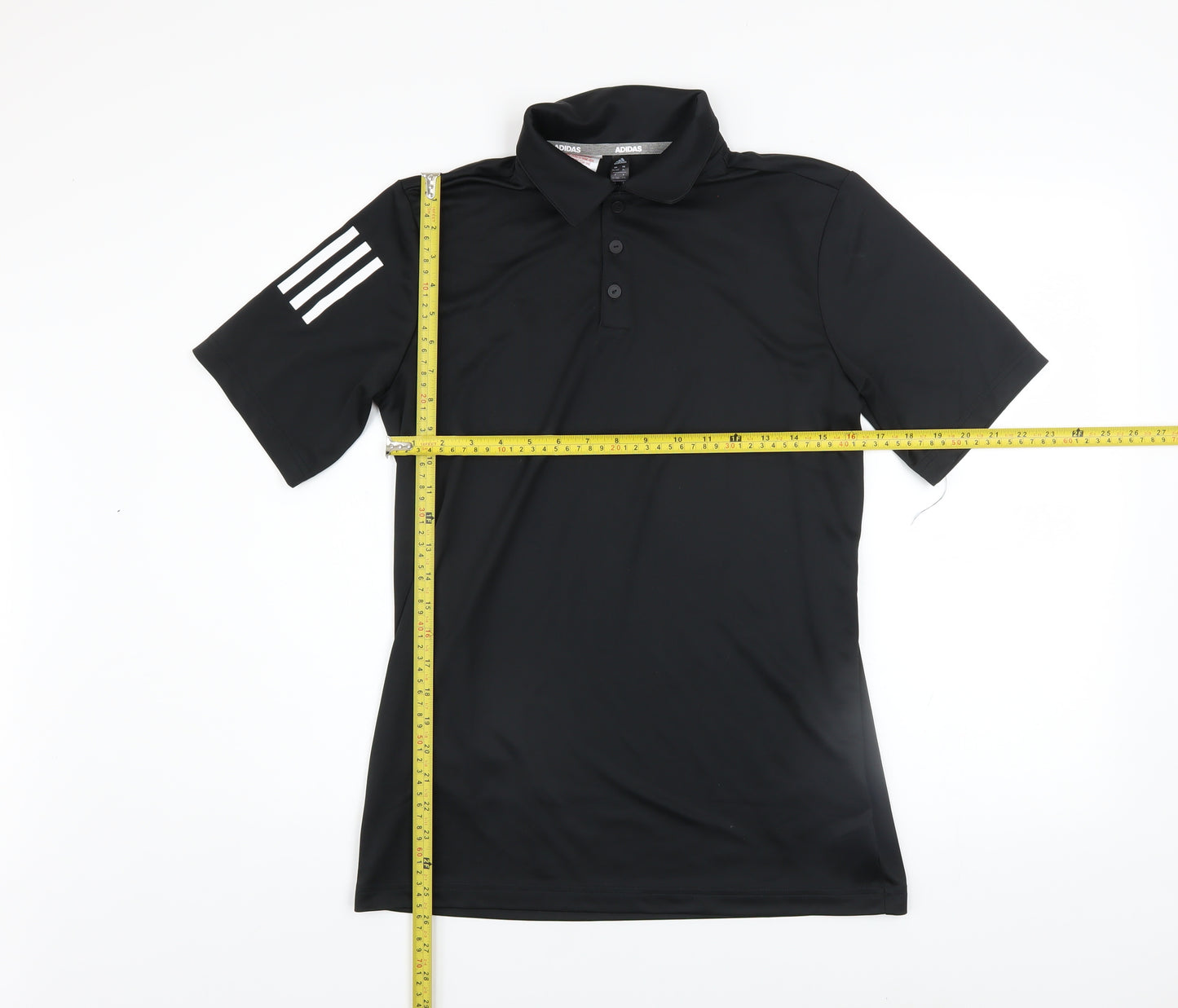 Adidas Boys Black Polo Shirt 15-16 Years Activewear Lightweight Top