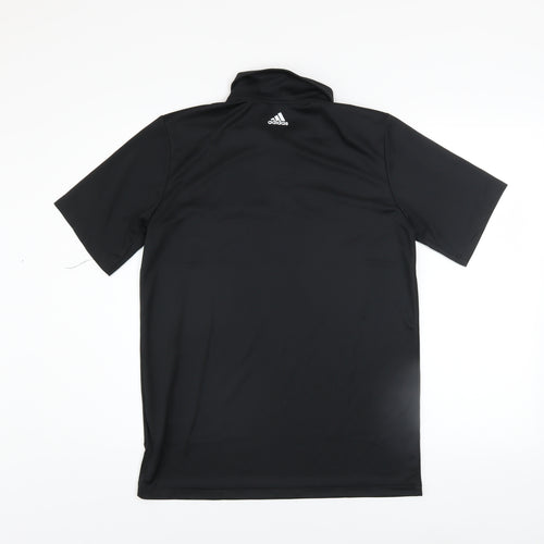 Adidas Boys Black Polo Shirt 15-16 Years Activewear Lightweight Top