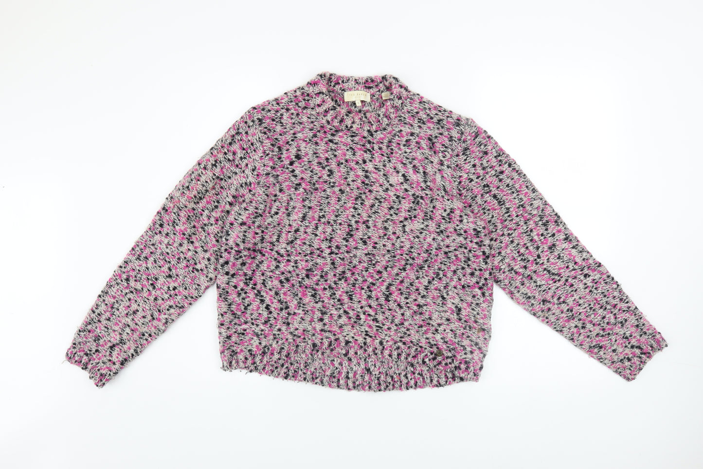 Ted Baker Women’s Multicoloured Wool Blend Chunky Knit High Neck Jumper Size S