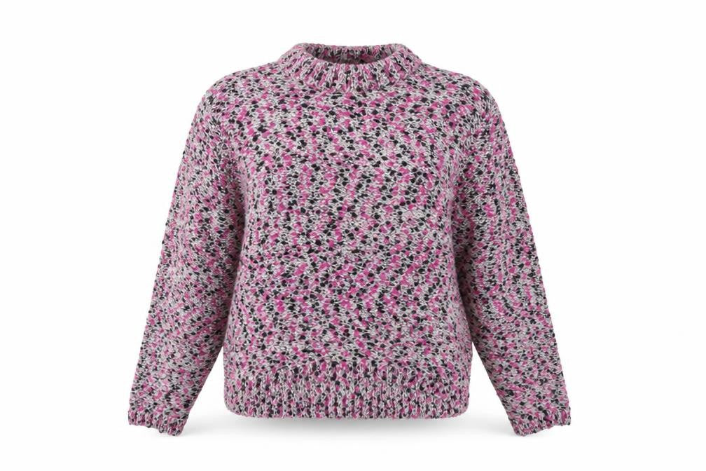 Front view of Ted Baker Women’s Multicoloured Wool Blend Chunky Knit High Neck Jumper, size S