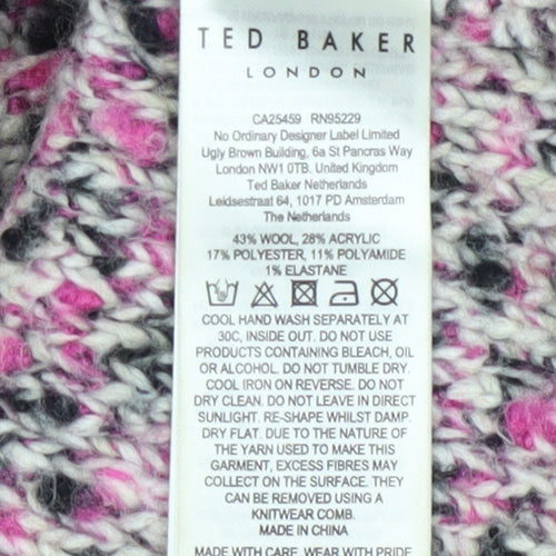 Ted Baker Women’s Multicoloured Wool Blend Chunky Knit High Neck Jumper Size S