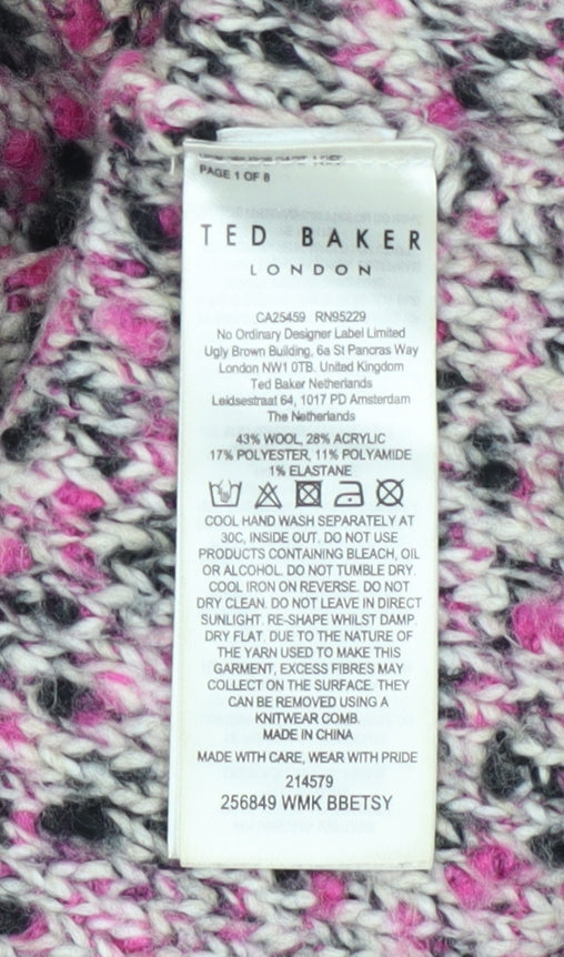 Ted Baker Women’s Multicoloured Wool Blend Chunky Knit High Neck Jumper Size S