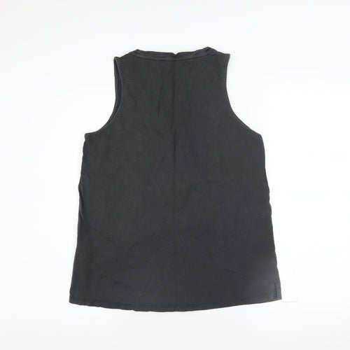 Fat Face Womens Black Cotton 'Living The Dream' Tank Top Size 10