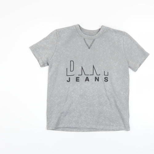 DKNY Boys Grey Logo Acid Wash Cotton Blend T-Shirt Size 10 Years