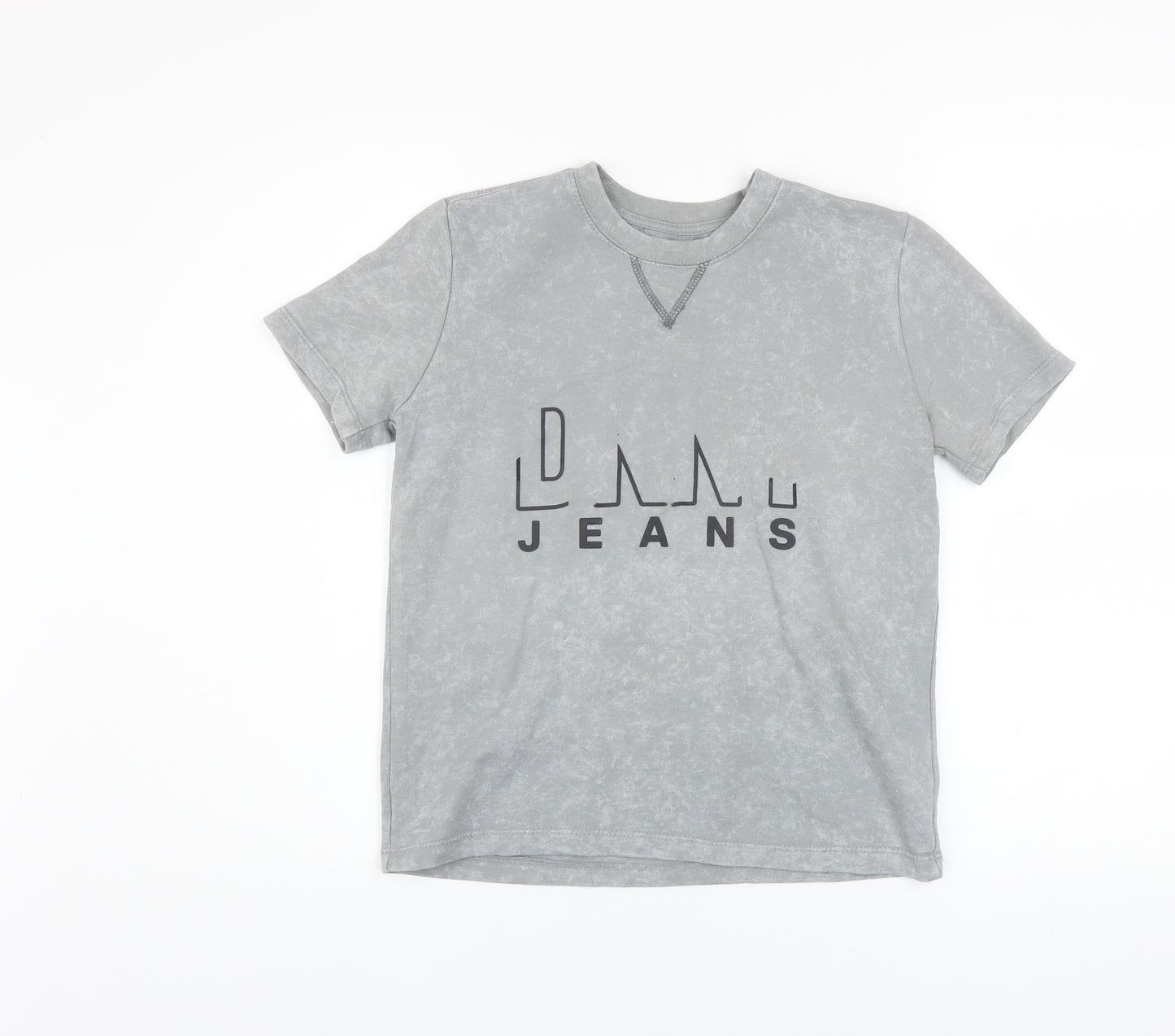 DKNY Boys Grey Logo Acid Wash Cotton Blend T-Shirt Size 10 Years