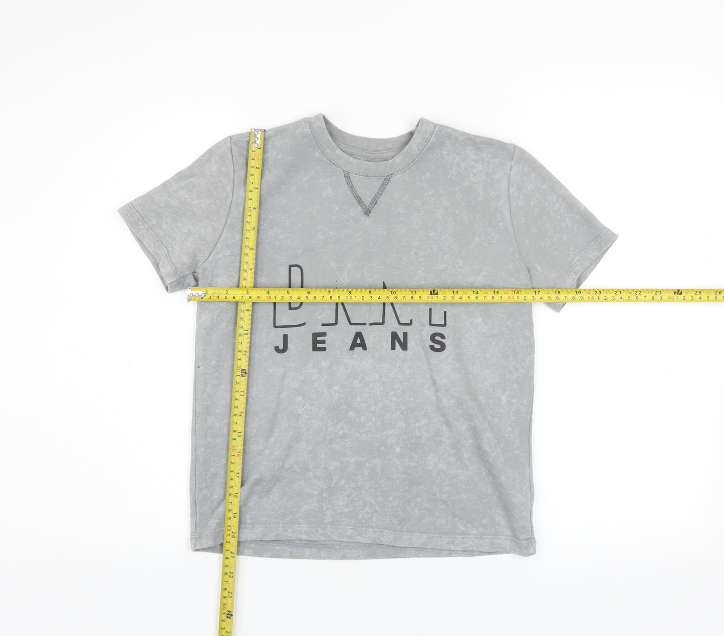DKNY Boys Grey Logo Acid Wash Cotton Blend T-Shirt Size 10 Years