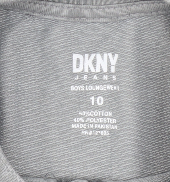 DKNY Boys Grey Logo Acid Wash Cotton Blend T-Shirt Size 10 Years