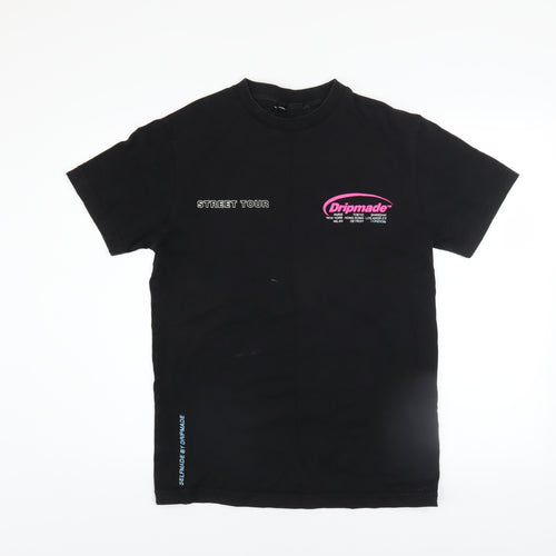 Dripmade Men’s Black Street Tour Graphic Cotton T-Shirt XS