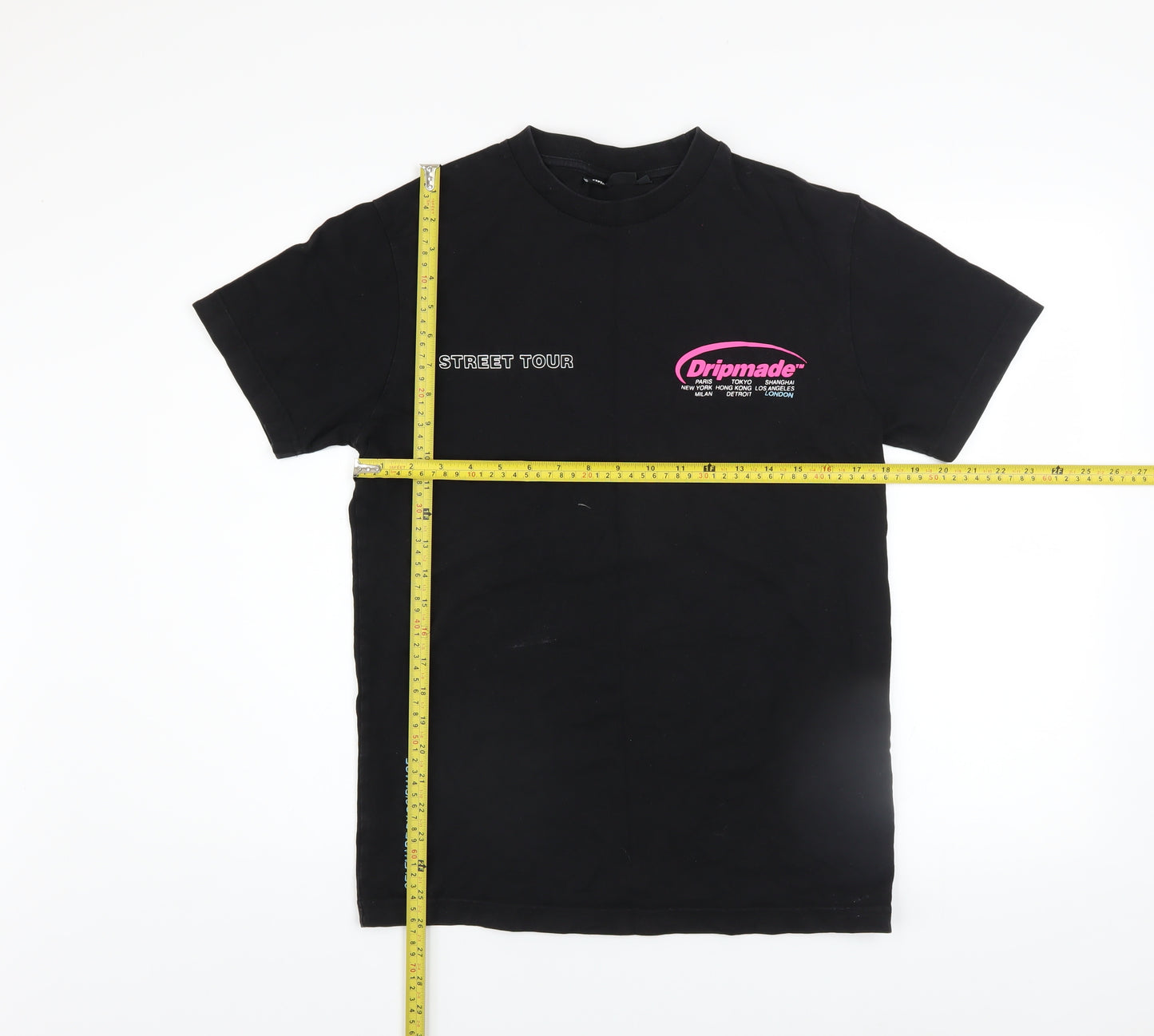 Dripmade Men’s Black Street Tour Graphic Cotton T-Shirt XS
