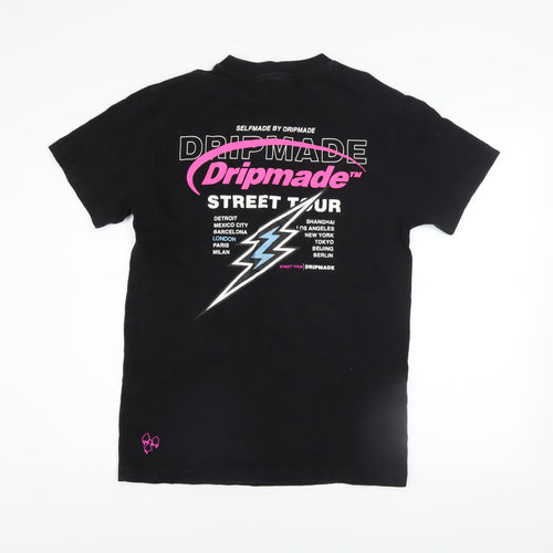 Dripmade Men’s Black Street Tour Graphic Cotton T-Shirt XS