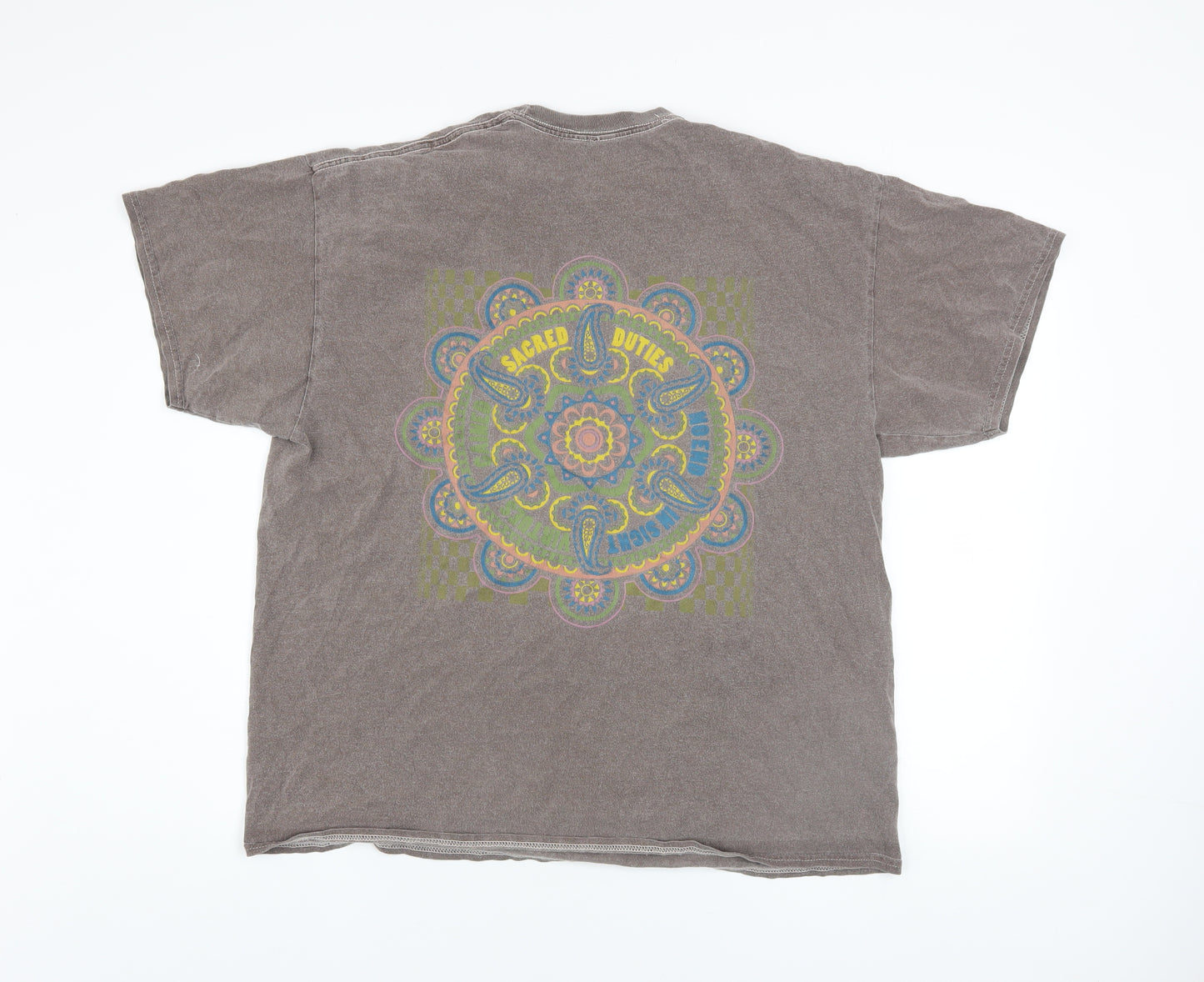 Urban Outfitters Men’s Grey Oversized Psychedelic Graphic Cotton T-Shirt M