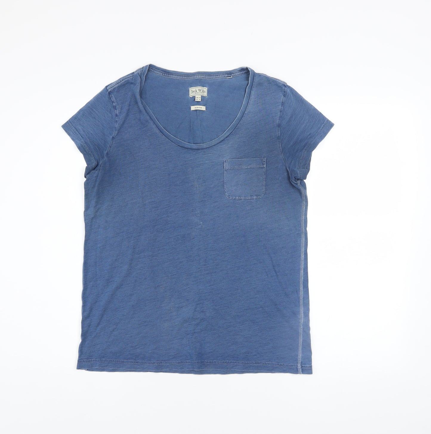 Jack Wills Womens Blue Slim Fit Cotton T-Shirt UK 12