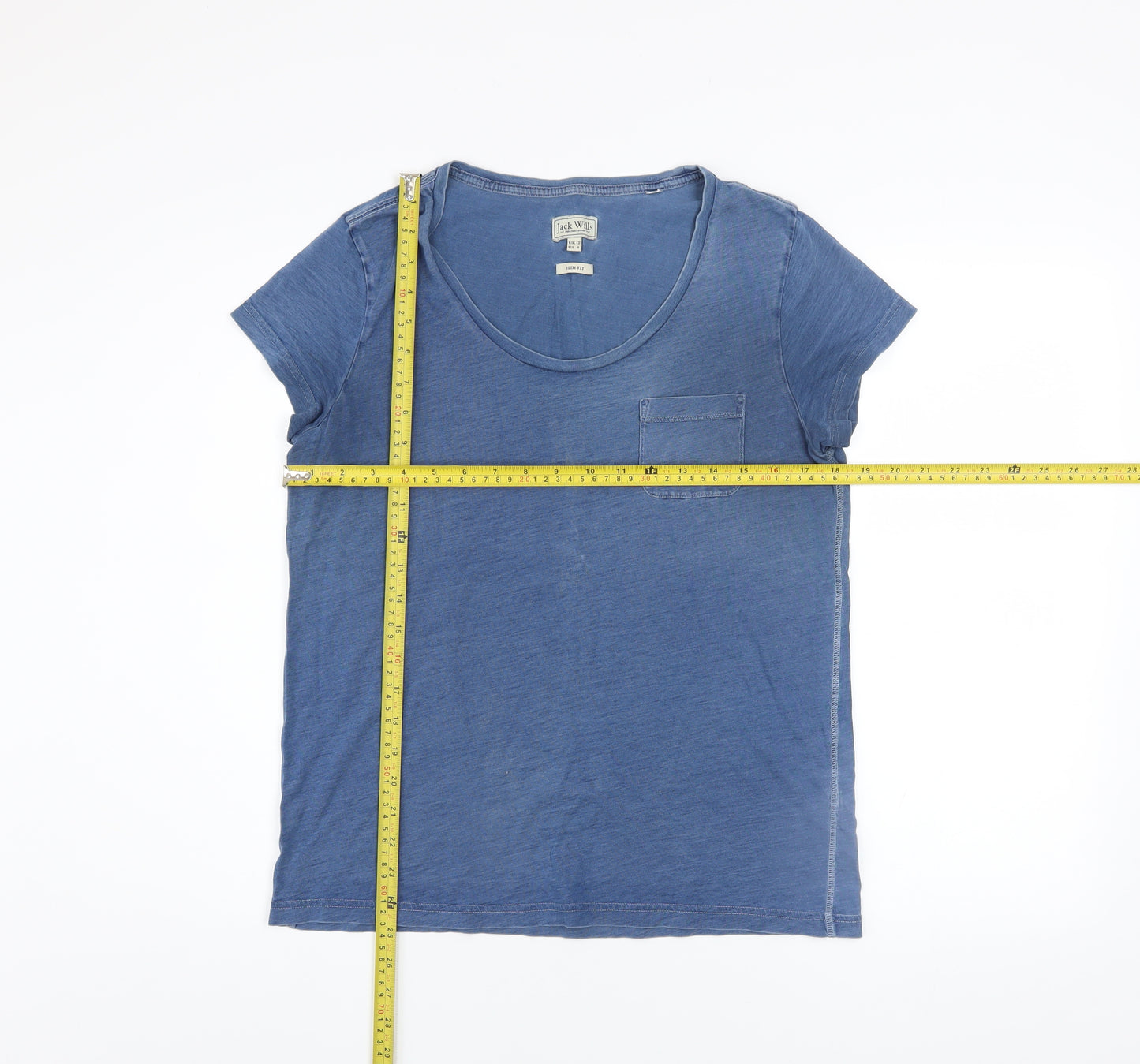 Jack Wills Womens Blue Slim Fit Cotton T-Shirt UK 12