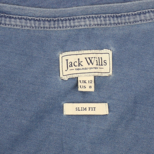 Jack Wills Womens Blue Slim Fit Cotton T-Shirt UK 12