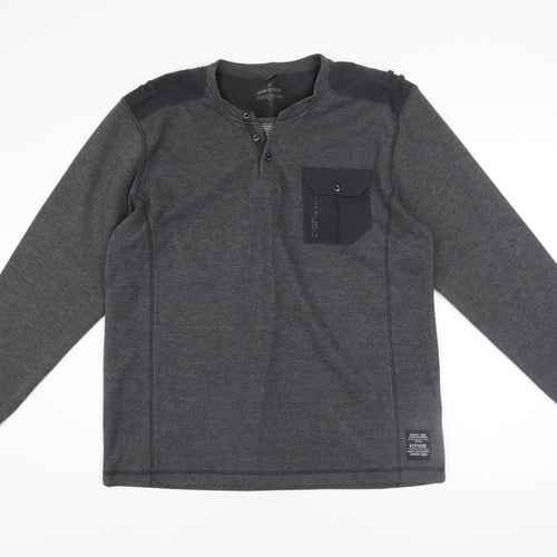 Denim Seventy3 Men's Grey Henley Sweatshirt Size L
