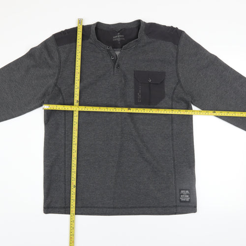 Denim Seventy3 Men's Grey Henley Sweatshirt Size L