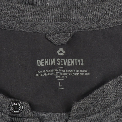 Denim Seventy3 Men's Grey Henley Sweatshirt Size L