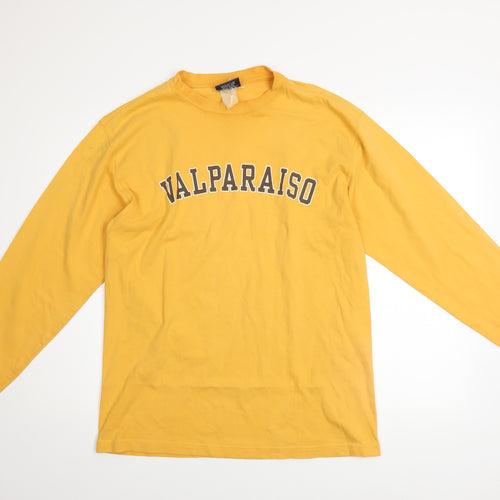 Jansport Men's Yellow Long Sleeve Valparaiso Cotton T-Shirt M Retro
