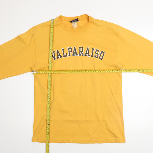 Jansport Men's Yellow Long Sleeve Valparaiso Cotton T-Shirt M Retro