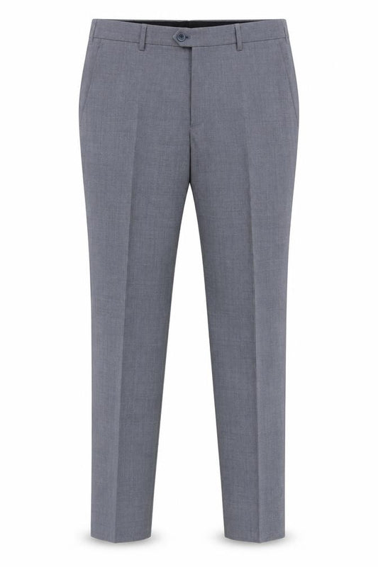 Front view of Remus Uomo Men's Grey Wool Blend Dress Pants 36R Formal Trousers