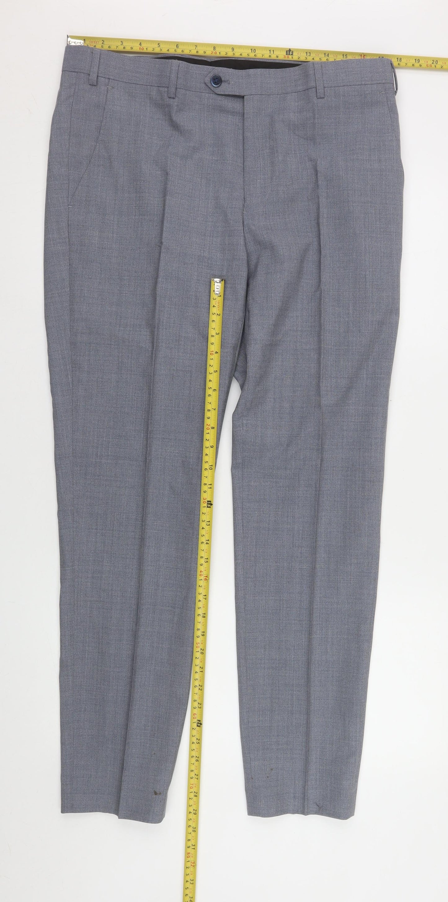 Remus Uomo Men's Grey Wool Blend Dress Pants 36R Formal Trousers