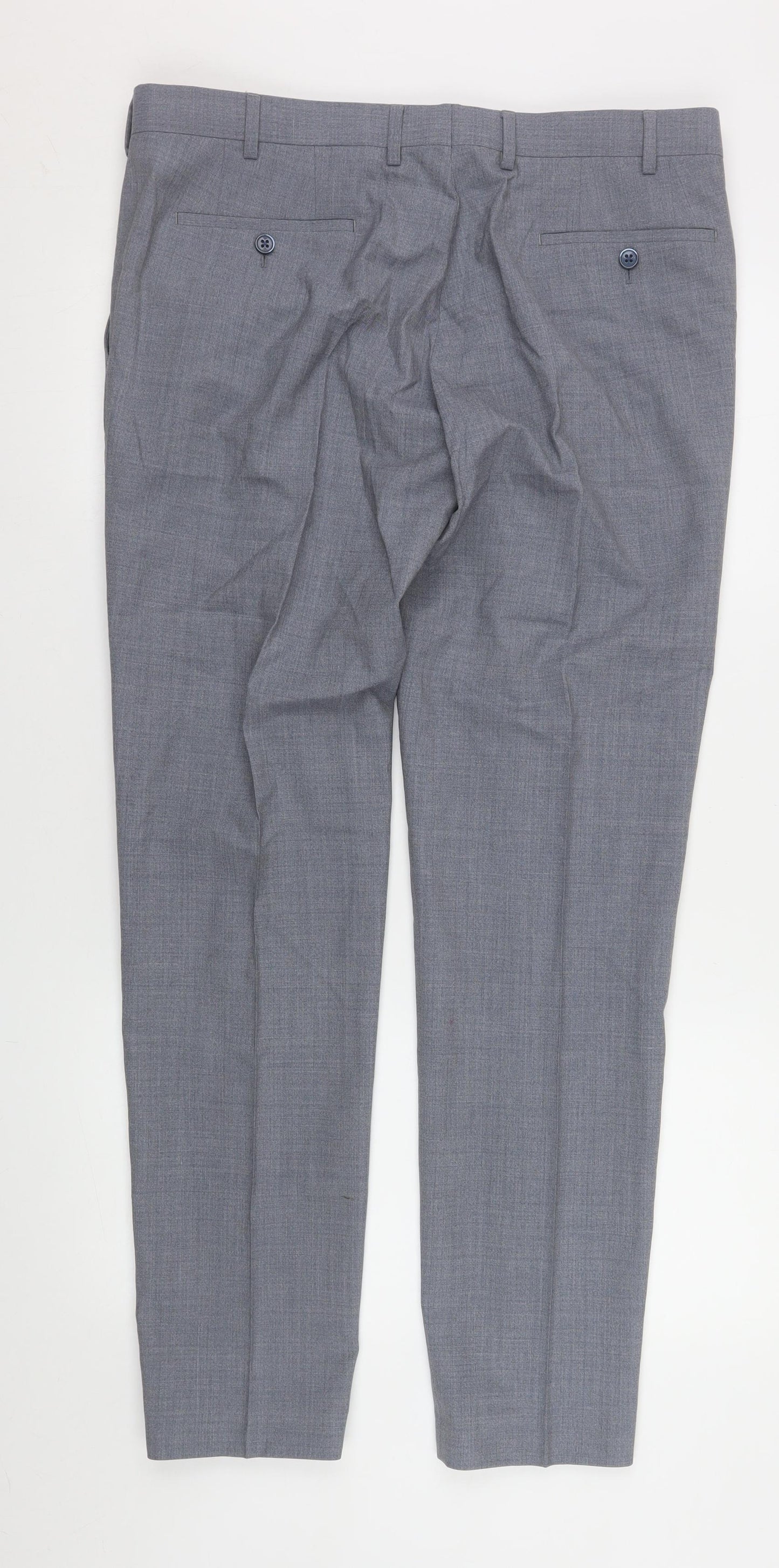 Remus Uomo Men's Grey Wool Blend Dress Pants 36R Formal Trousers