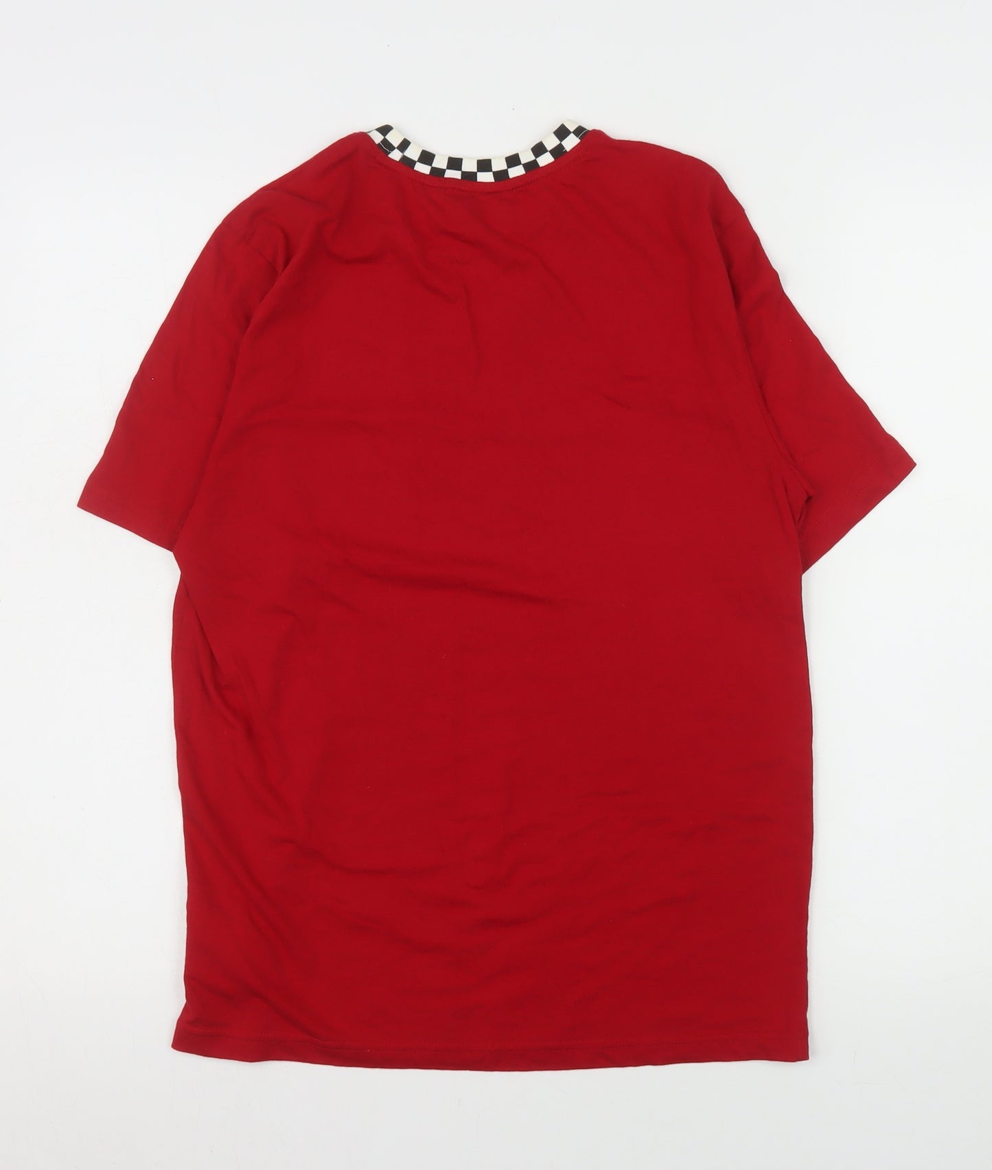 Vans Women Red Ringer T-Shirt L Retro Checkerboard Collar