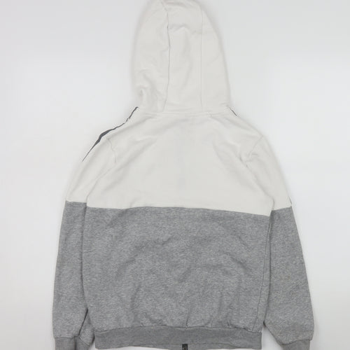 Adidas Boys Grey Colourblock Hooded Track Jacket 11-12 Years Full Zip