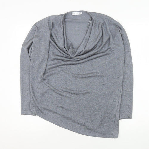 Gallery Womens Grey Cowl Neck Long Sleeve Knit Blouse Size 14