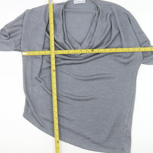 Gallery Womens Grey Cowl Neck Long Sleeve Knit Blouse Size 14