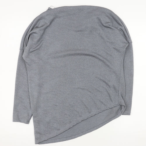Gallery Womens Grey Cowl Neck Long Sleeve Knit Blouse Size 14