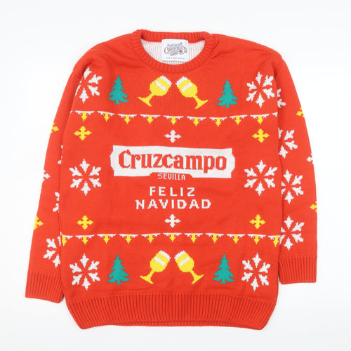 British Christmas Jumpers Men's Red M Cruzcampo Feliz Navidad Jumper
