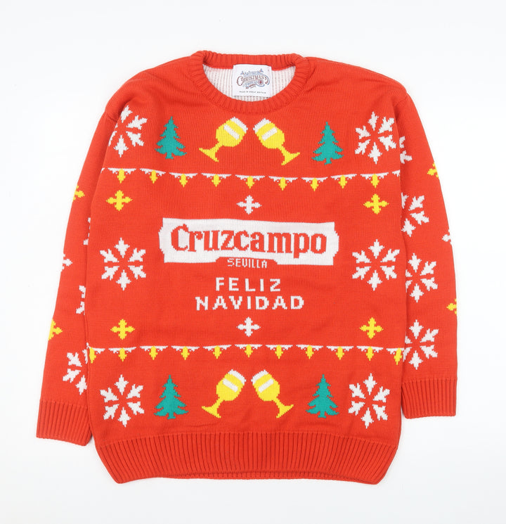 British Christmas Jumpers Men's Red M Cruzcampo Feliz Navidad Jumper