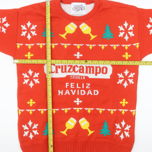British Christmas Jumpers Men's Red M Cruzcampo Feliz Navidad Jumper